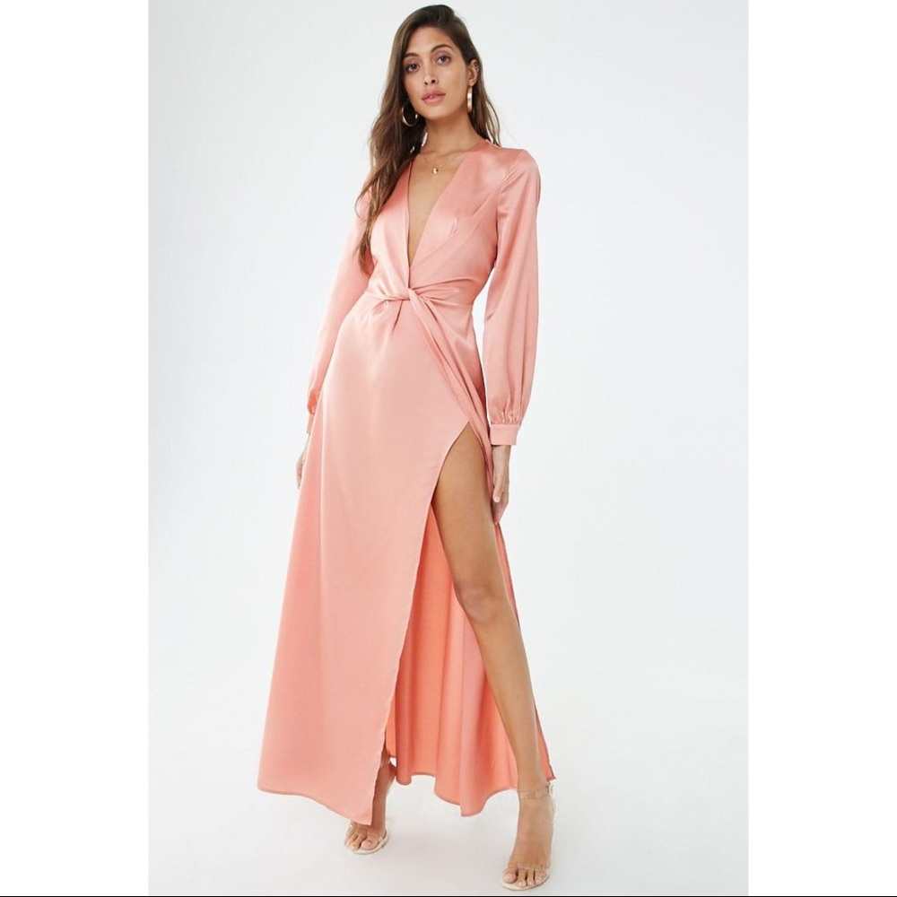 Satin Twist Front Maxi Dress- NWT
